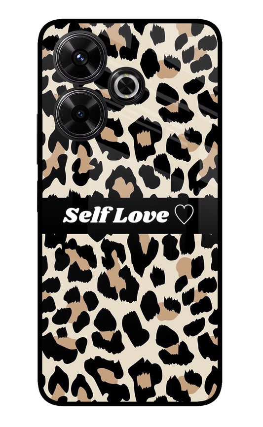 Leopard Print Self Love Redmi 13 5G Glass Case