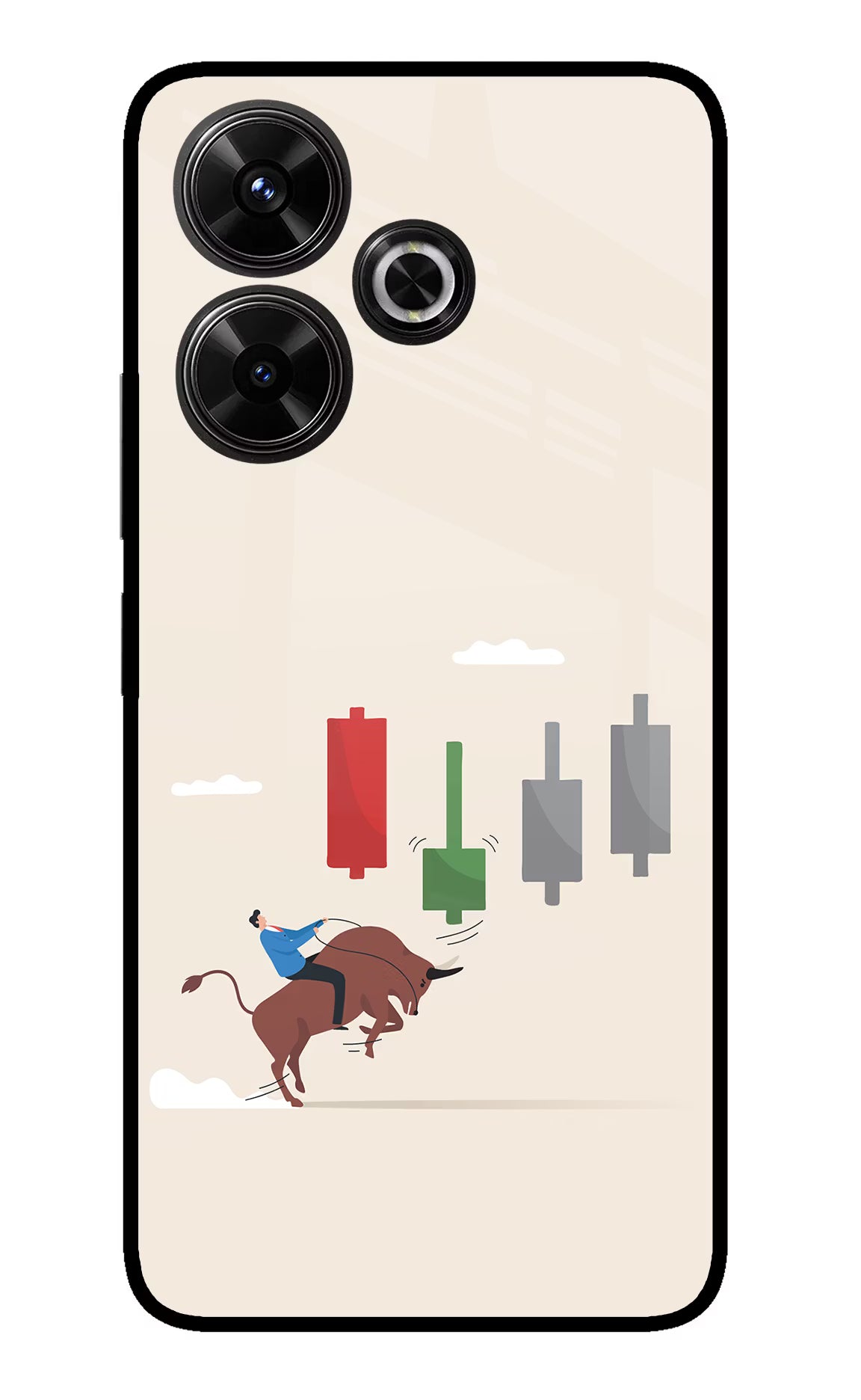 Bull Trading Momentum Redmi 13 5G Glass Case Back Cover by Casekaro
