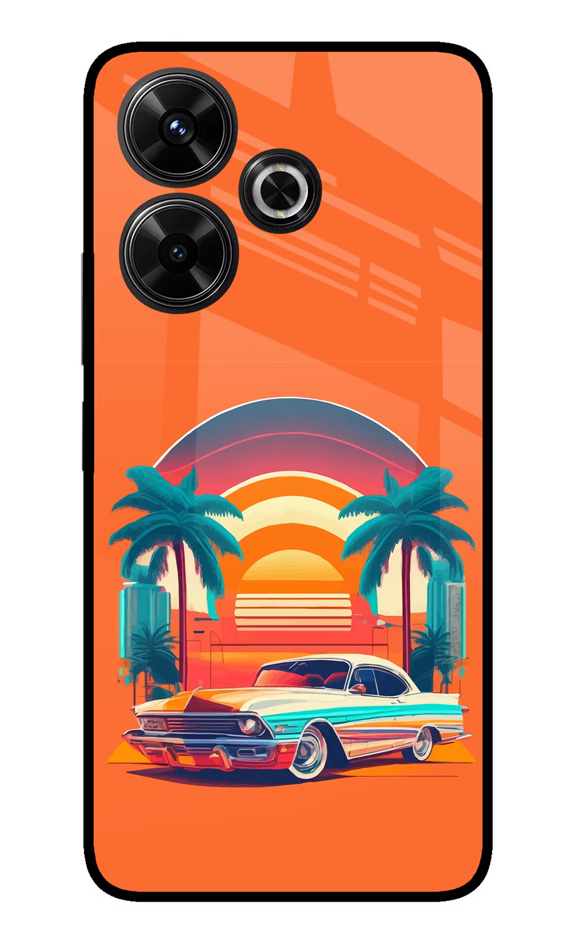 Palm Drive 80s Redmi 13 5G Glass Case Back Cover by Casekaro