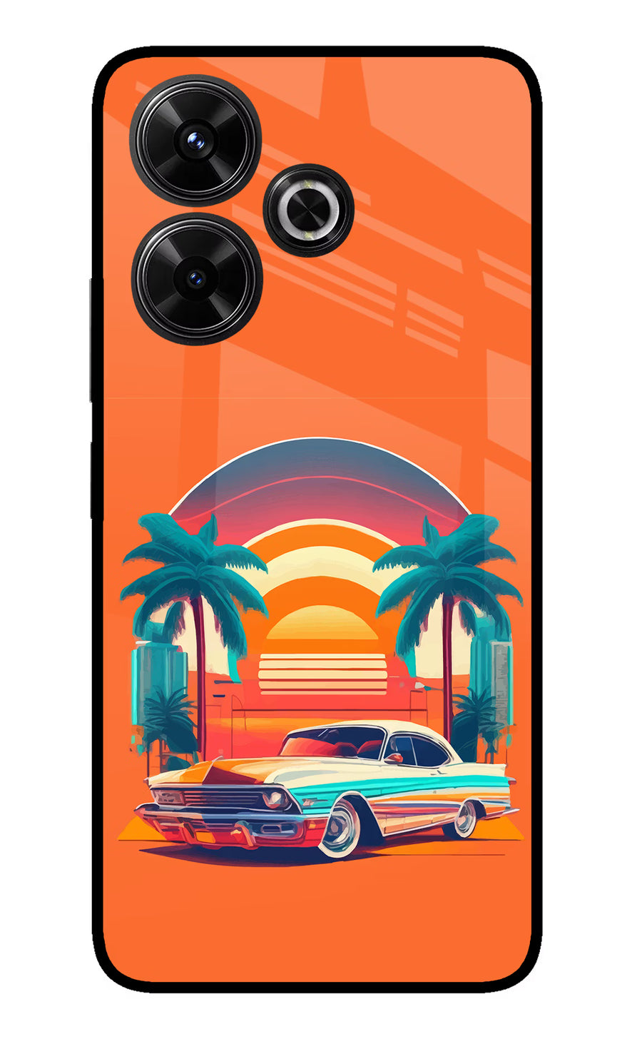 Palm Drive 80s Redmi 13 5G Back Cover, Glass case