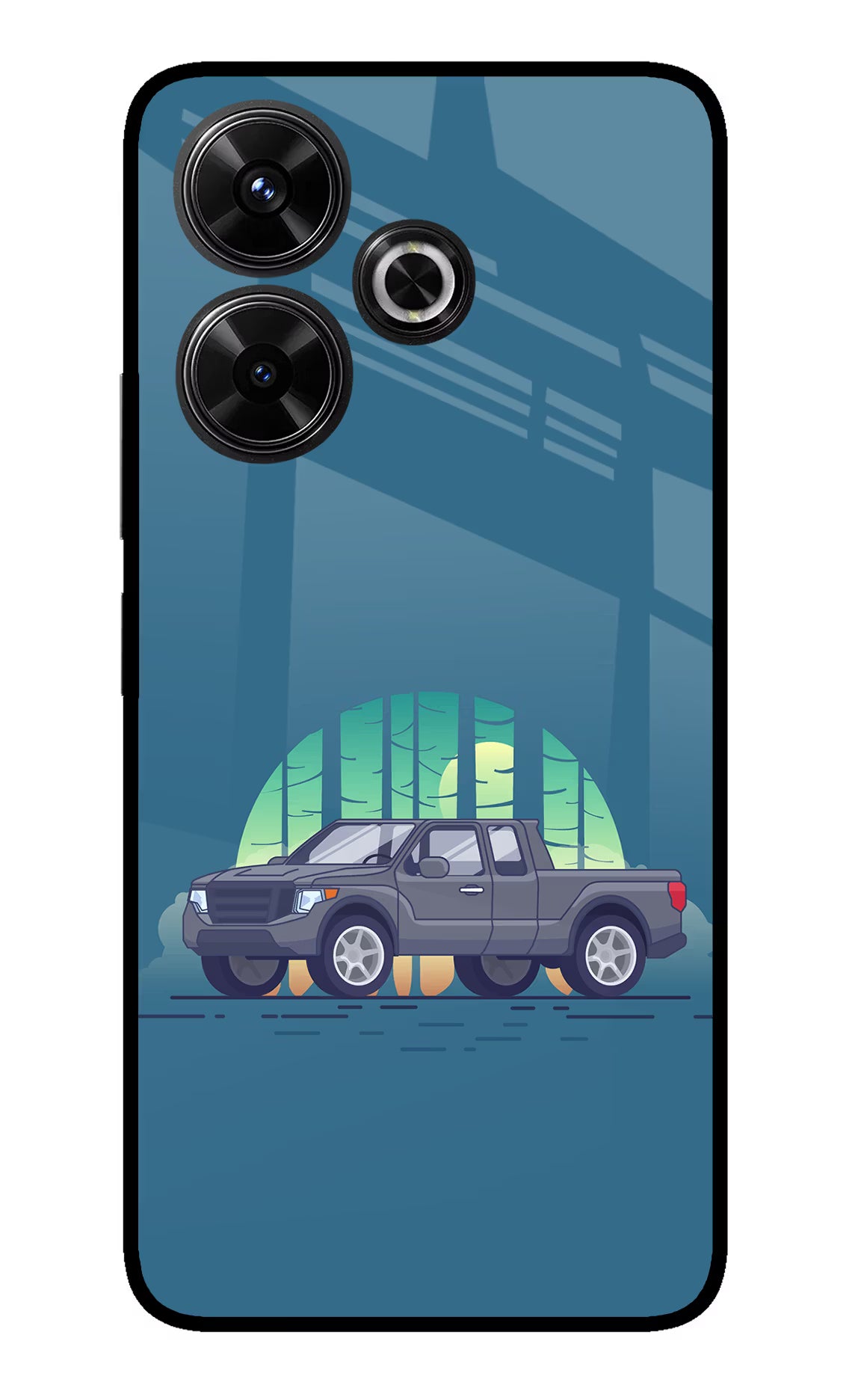 Retro Garage Vibe Redmi 13 5G Glass Case Back Cover by Casekaro