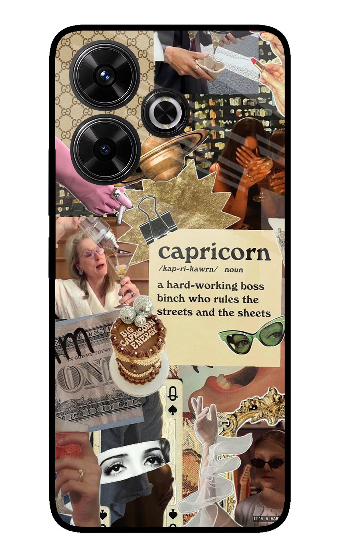 Capricorn Zodiac Redmi 13 5G Glass Case Back Cover by Casekaro