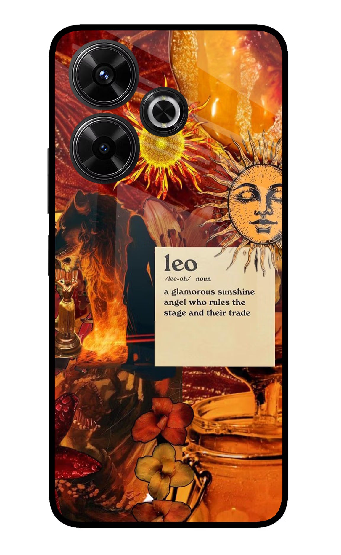 Leo Zodiac Redmi 13 5G Glass Case Back Cover by Casekaro