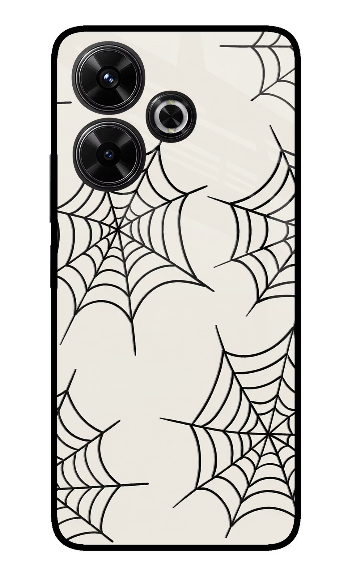 Spider Web Redmi 13 5G Glass Case Back Cover by Casekaro