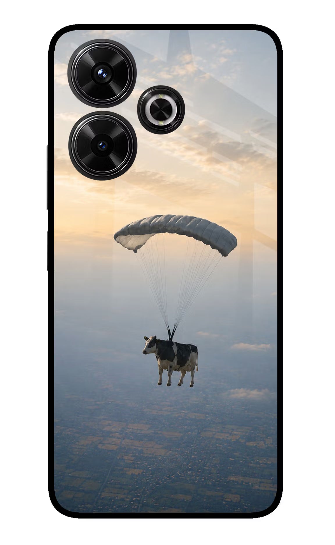 Skydiving Cow Redmi 13 5G Glass Case