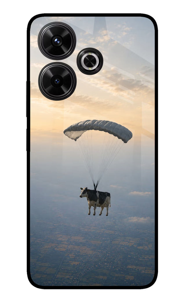Skydiving Cow Redmi 13 5G Glass Case