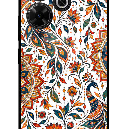 White Mayura Redmi 13 5G Glass Case