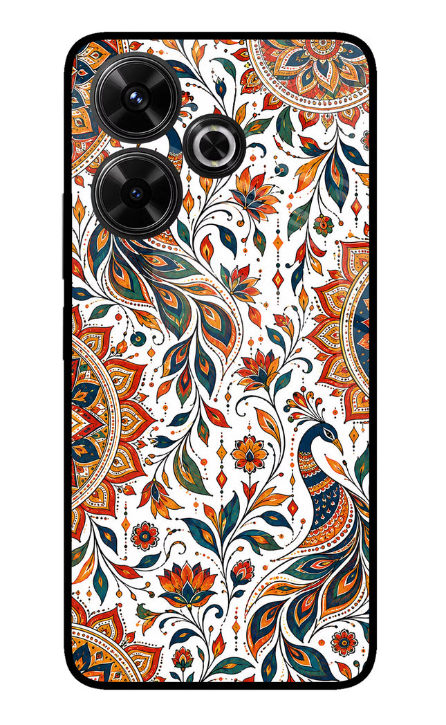 White Mayura Redmi 13 5G Glass Case
