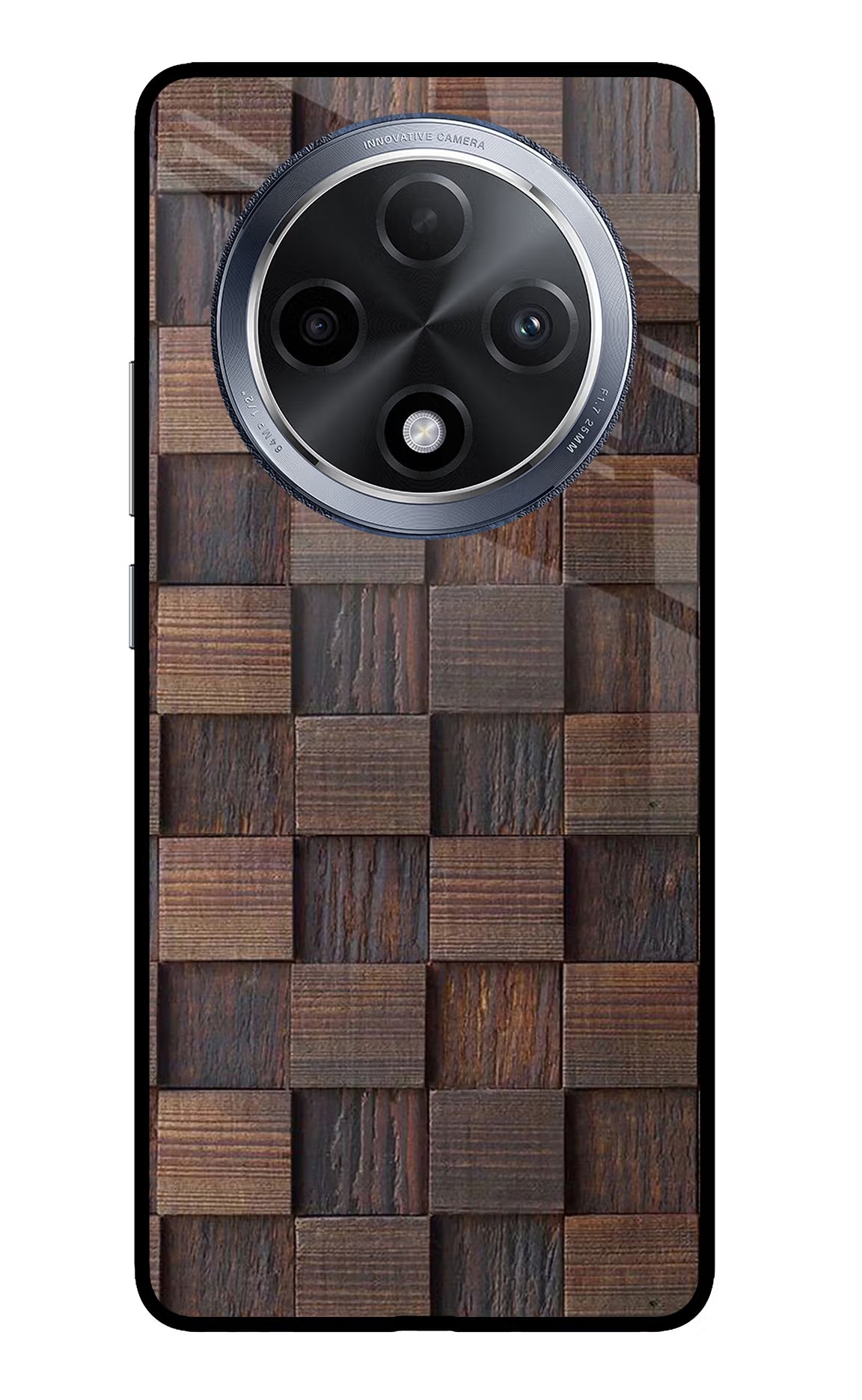 Wooden Cube Design Oppo F27 Pro Glass Case Back Cover by Casekaro