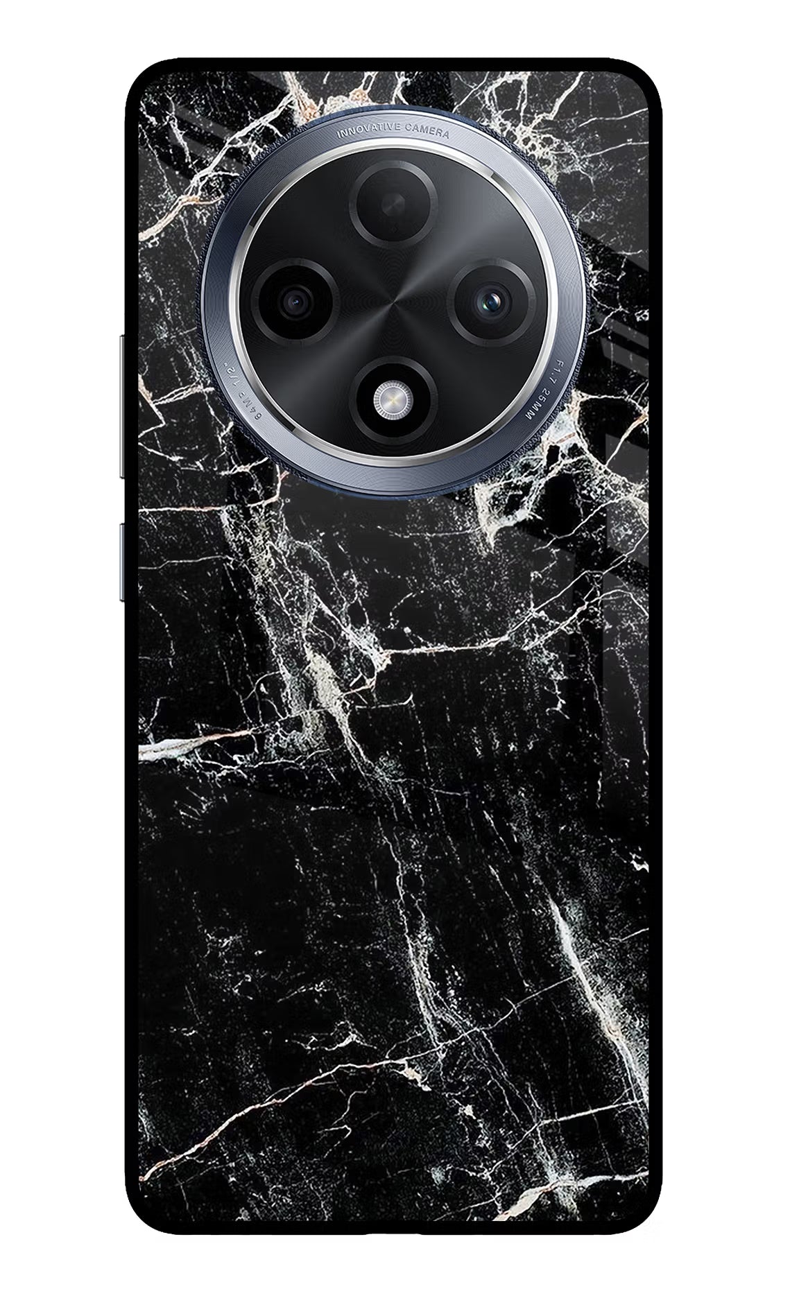 Black Marble Texture Oppo F27 Pro Glass Case Back Cover by Casekaro