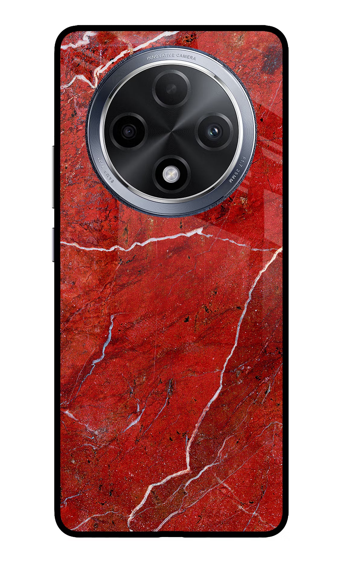 Red Marble Design Oppo F27 Pro Glass Case Back Cover by Casekaro