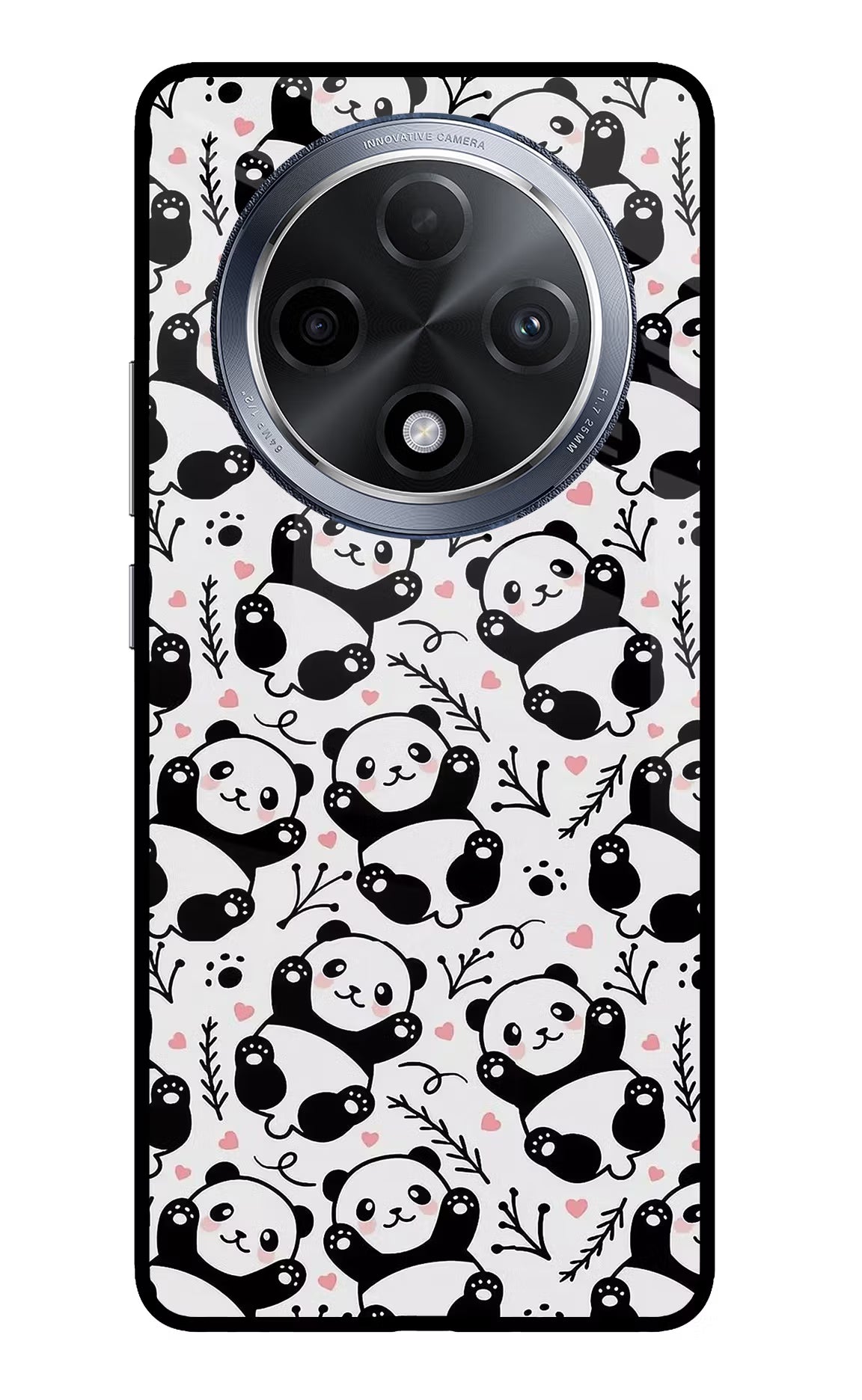 Cute Panda Oppo F27 Pro Glass Case Back Cover by Casekaro