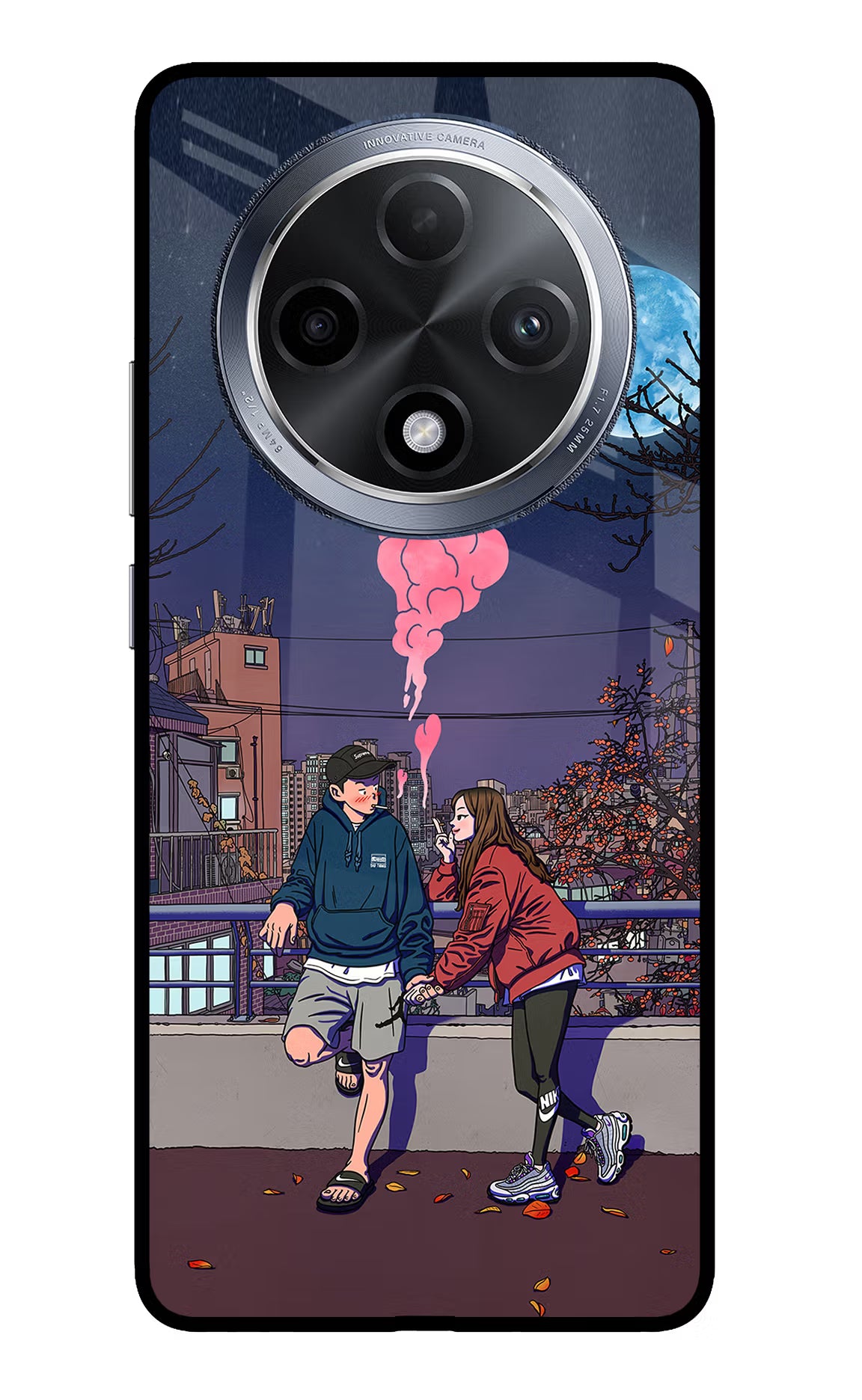 Chilling Couple Oppo F27 Pro Glass Case Back Cover by Casekaro