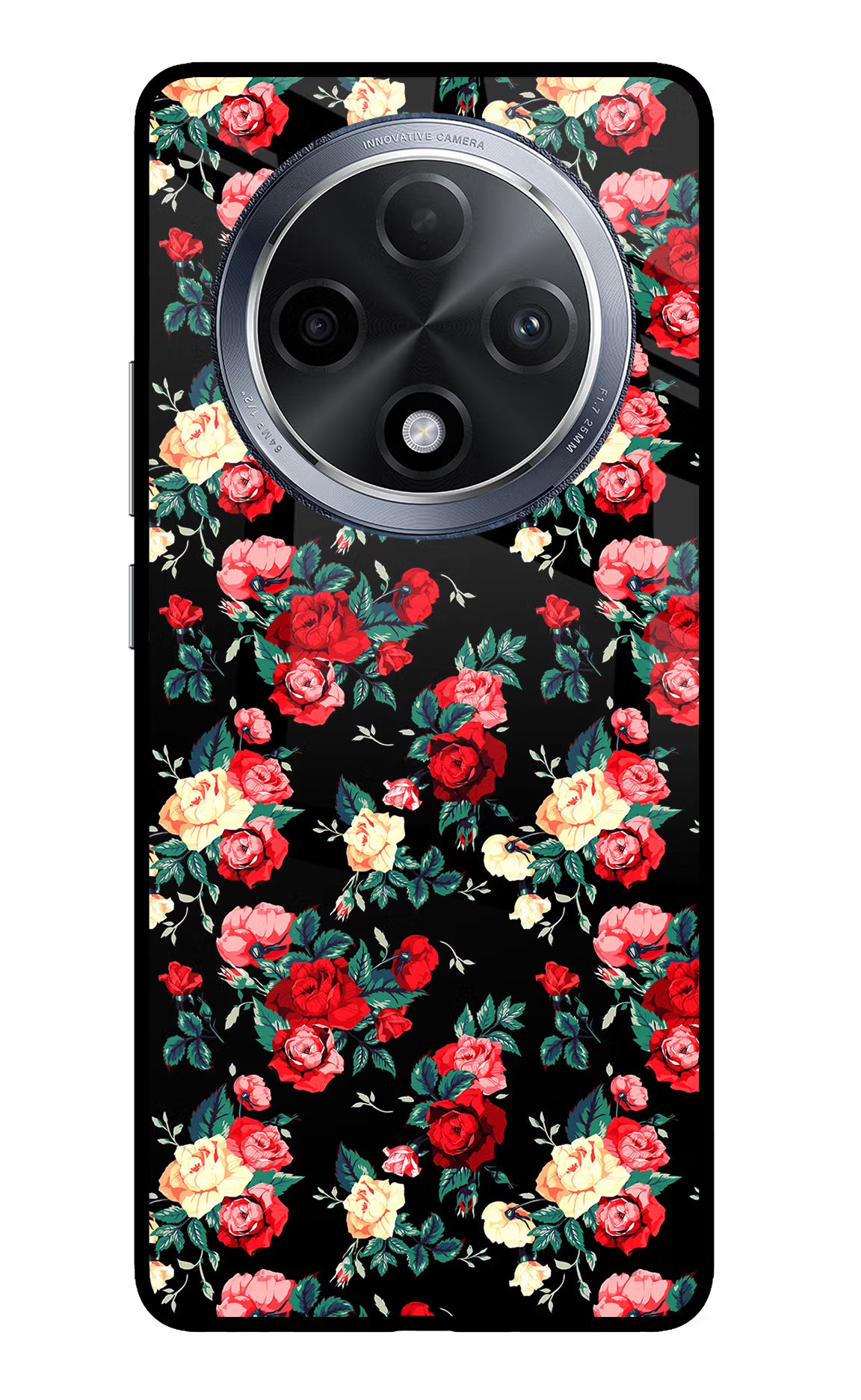 Rose Pattern Oppo F27 Pro Glass Case Back Cover by Casekaro