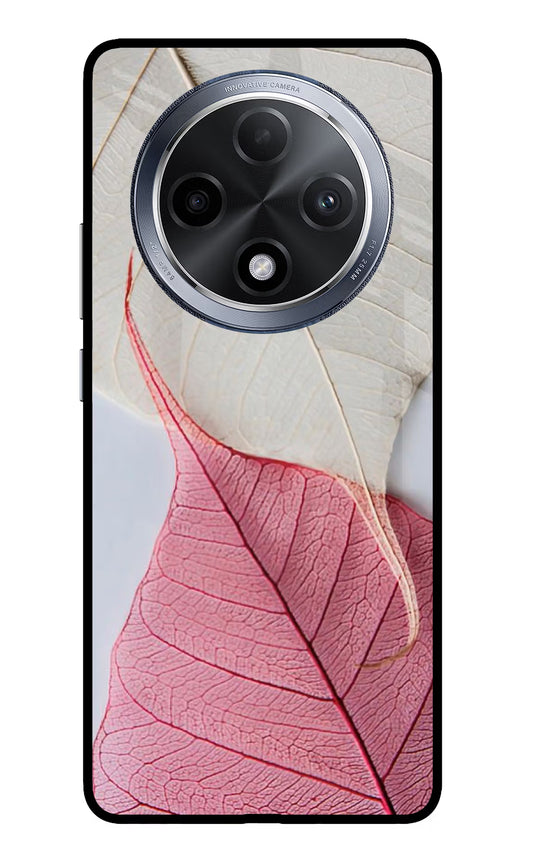 White Pink Leaf Oppo F27 Pro Glass Case