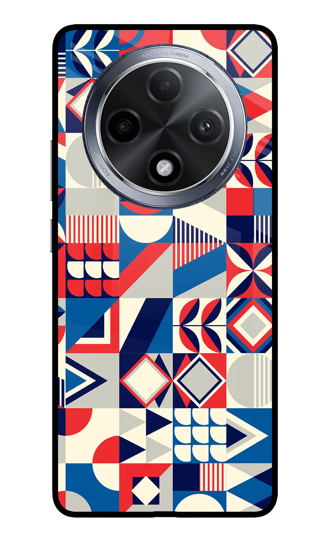 Colorful Pattern Oppo F27 Pro Glass Case Back Cover by Casekaro