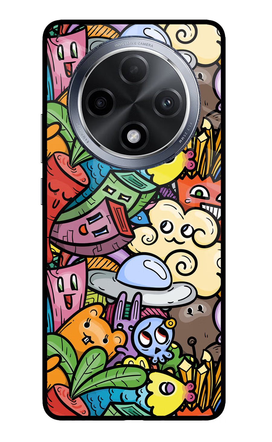 Veggie Doodle Oppo F27 Pro Back Cover, Glass case