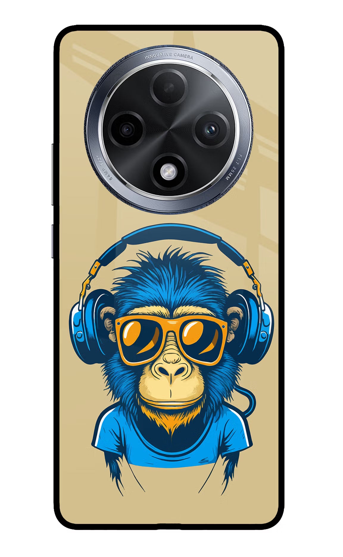 Monkey Headphone Oppo F27 Pro Glass Case Back Cover by Casekaro