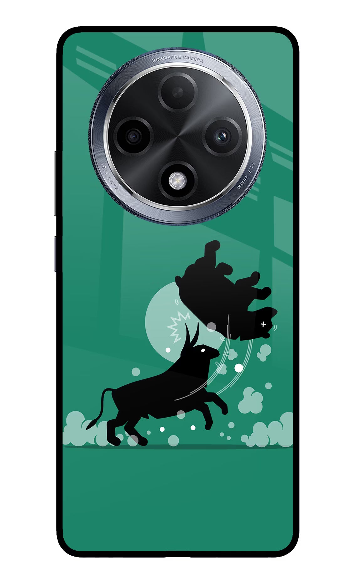 Bull Conqueror Oppo F27 Pro Glass Case Back Cover by Casekaro