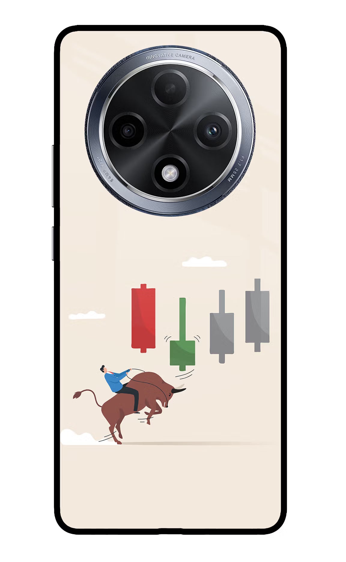 Bull Trading Momentum Oppo F27 Pro Glass Case Back Cover by Casekaro