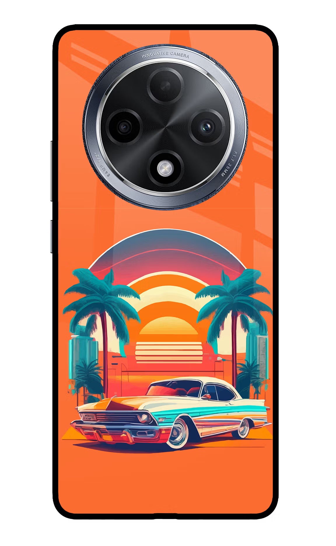Palm Drive 80s Oppo F27 Pro Glass Case Back Cover by Casekaro