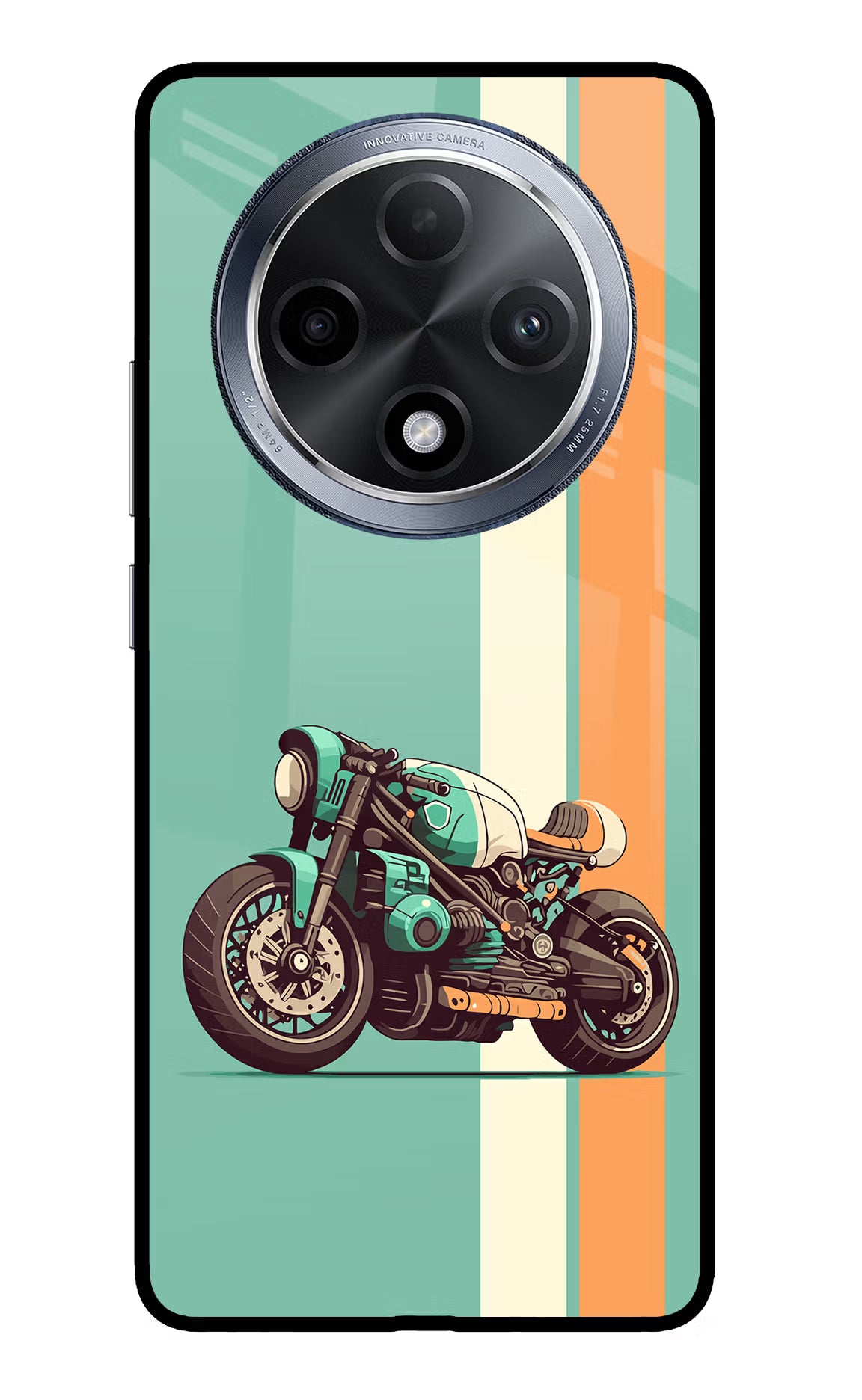 Striped Moto Drift Oppo F27 Pro Glass Case Back Cover by Casekaro