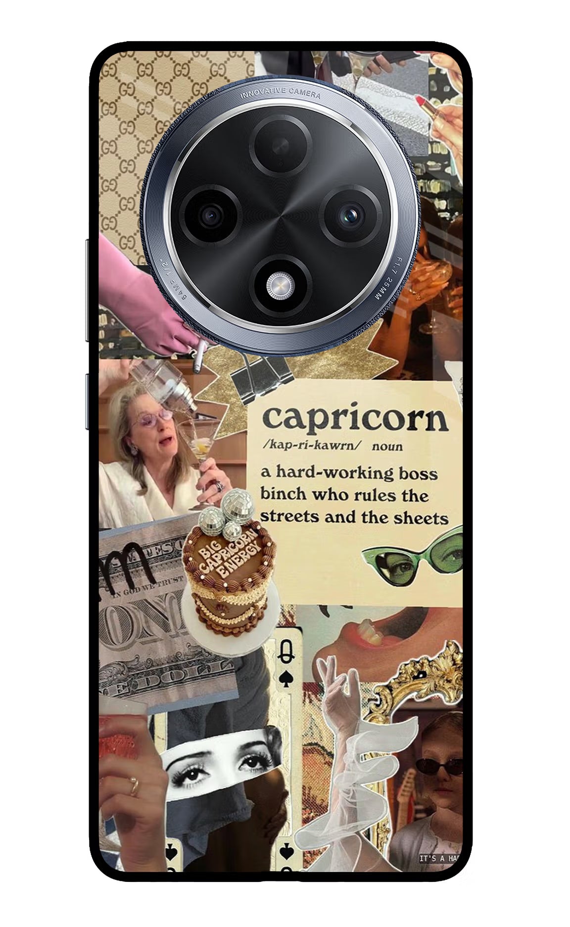 Capricorn Zodiac Oppo F27 Pro Glass Case Back Cover by Casekaro