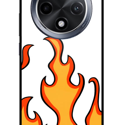 Fired Up – White Oppo F27 Pro Glass Case Back Cover by Casekaro