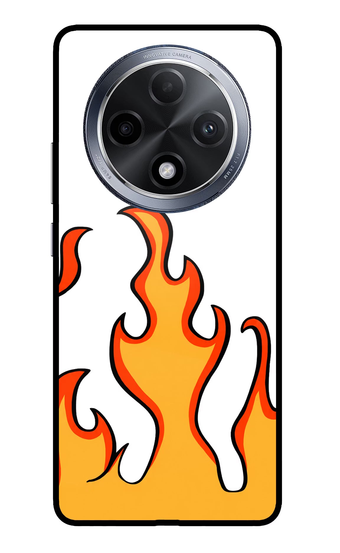 Fired Up – White Oppo F27 Pro Glass Case Back Cover by Casekaro