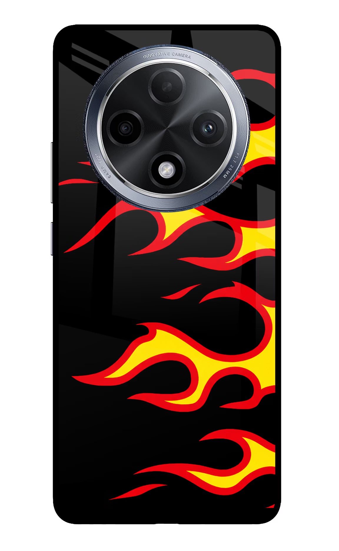 Side Sweep Flames Oppo F27 Pro Glass Case