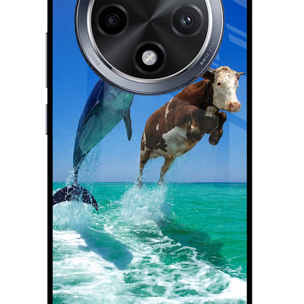 Dolphin vs Cow Oppo F27 Pro Glass Case