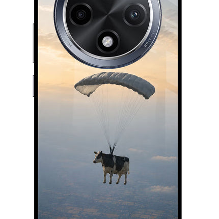 Skydiving Cow Oppo F27 Pro Glass Case