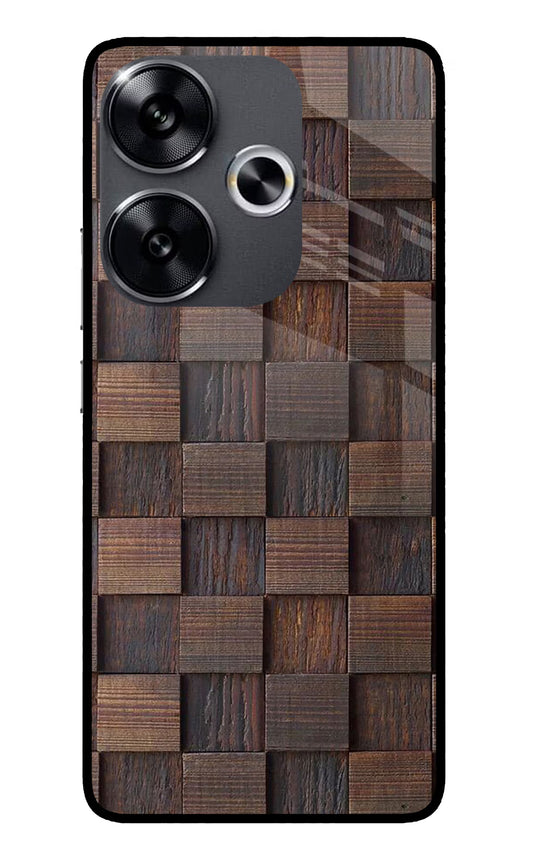 Wooden Cube Design Poco F6 5G Glass Case