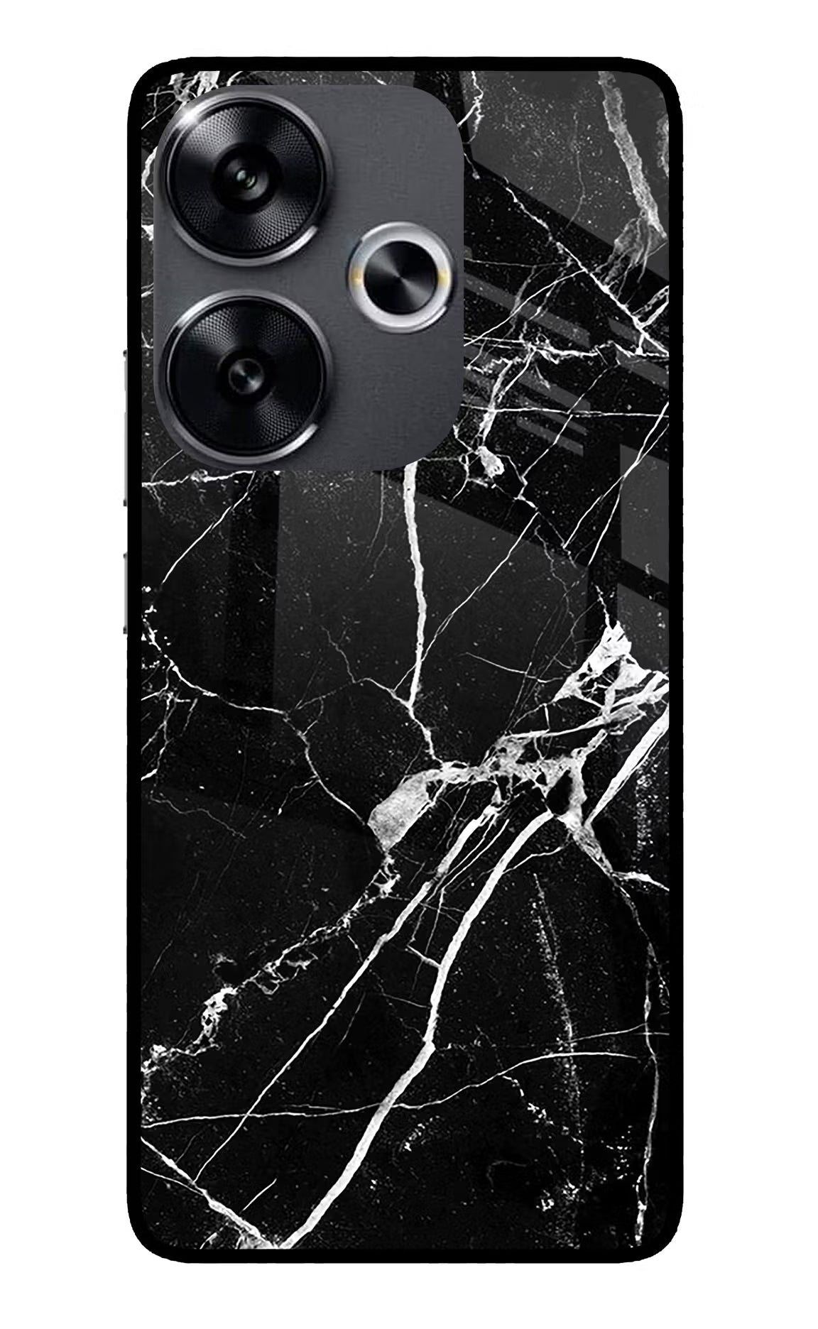 Black Marble Pattern Poco F6 5G Glass Case