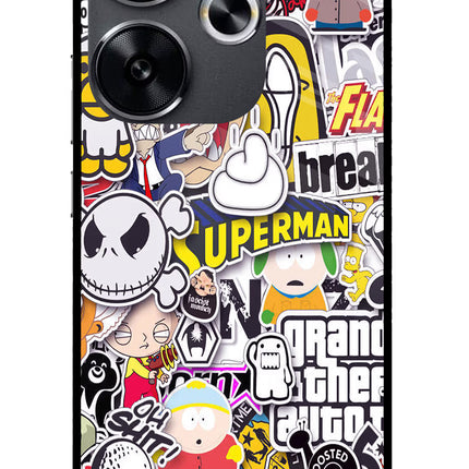 Sticker Bomb Poco F6 5G Glass Case