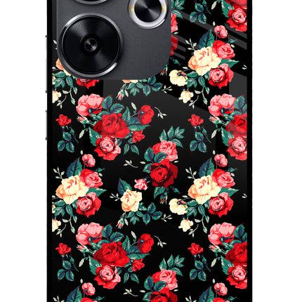 Rose Pattern Poco F6 5G Glass Case