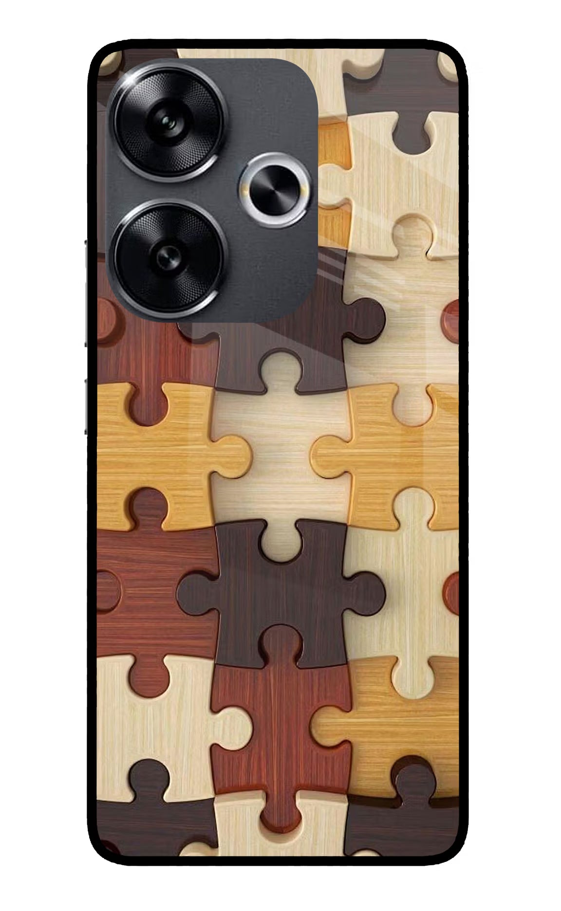 Wooden Puzzle Poco F6 5G Glass Case