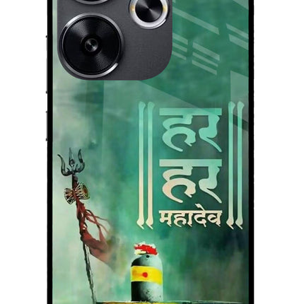 Har Har Mahadev Shivling Poco F6 5G Glass Case