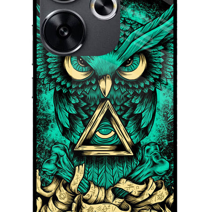 Green Owl Poco F6 5G Glass Case