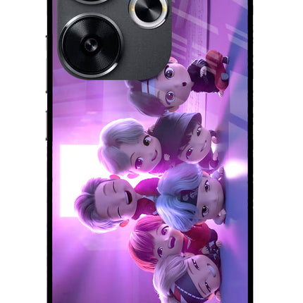 BTS Chibi Poco F6 5G Glass Case