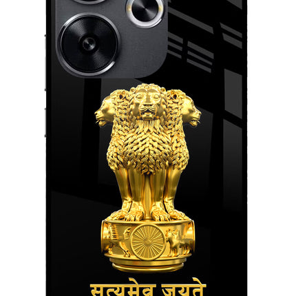 Satyamev Jayate Golden Poco F6 5G Glass Case