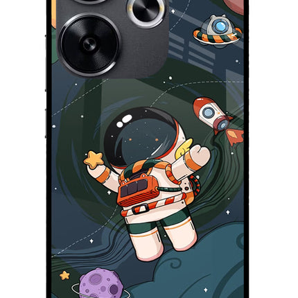 Cartoon Astronaut Poco F6 5G Glass Case