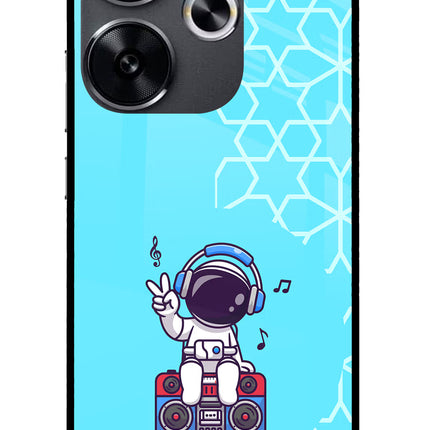 Cute Astronaut Chilling Poco F6 5G Glass Case