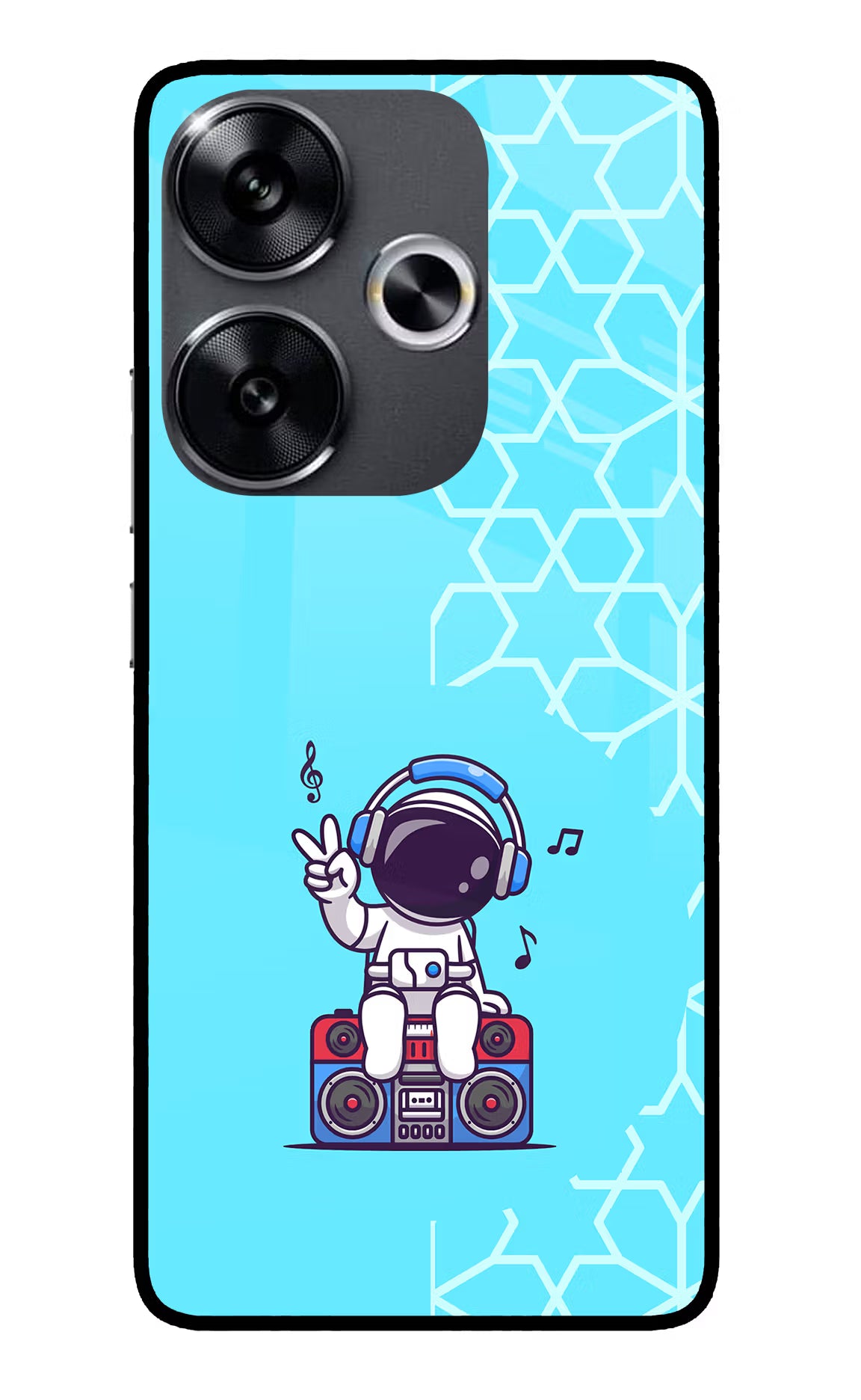 Cute Astronaut Chilling Poco F6 5G Glass Case