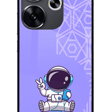 Cute Astronaut Chilling Poco F6 5G Glass Case