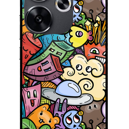 Veggie Doodle Poco F6 5G Glass Case