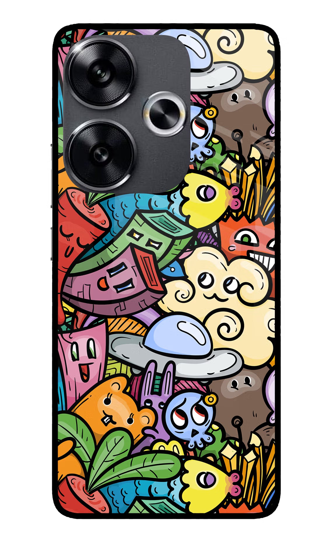 Veggie Doodle Poco F6 5G Glass Case