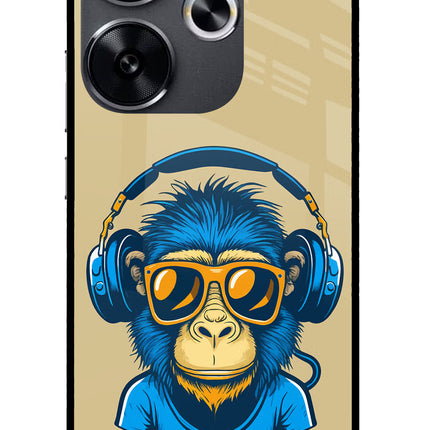 Monkey Headphone Poco F6 5G Glass Case