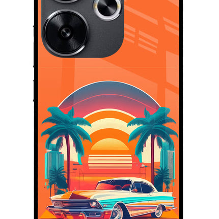 Palm Drive 80s Poco F6 5G Glass Case