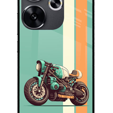 Striped Moto Drift Poco F6 5G Glass Case